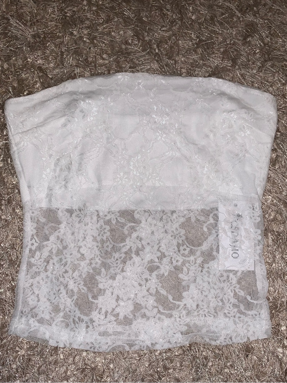 White Lace Strapless Tube Top with Lined Bust size S NWT